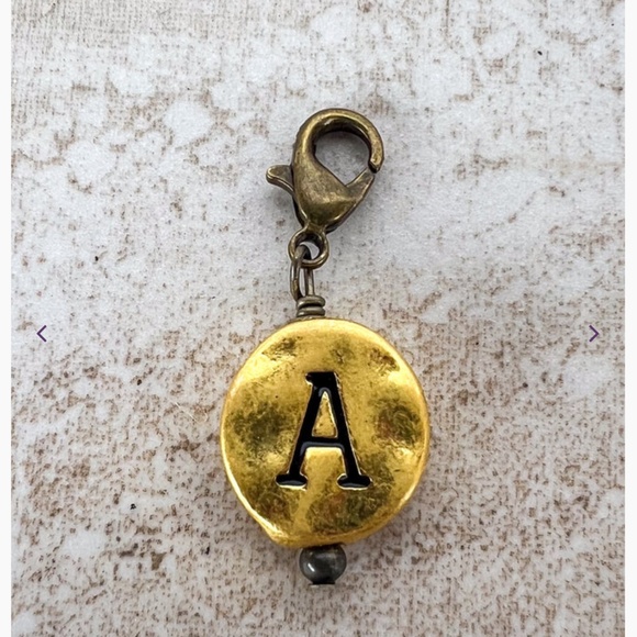 Boho “ A “   Vintage Gold Circle Letter A Charm - Picture 1 of 3